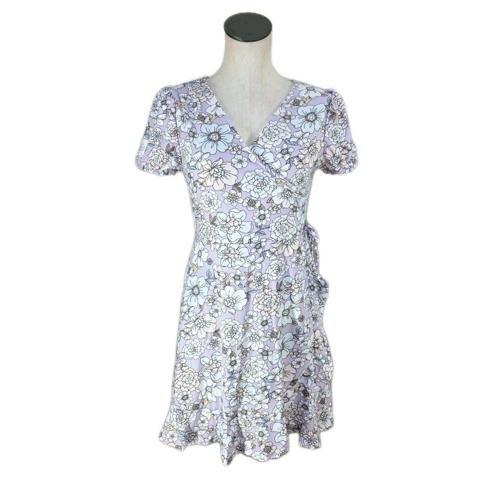 Super Soft Knit Lavender Sunrise Faux Wrap Dress Stretchy Size Junior M/ Adult S